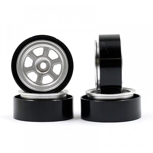 Yeah Racing WL-0173SV ALUMINUM CNC 6 SPOKE BEADLOCK RIMS SET Yeah Racing WL-0173SV ALUMINUM CNC 6 SPOKE BEADLOCK RIMS SET