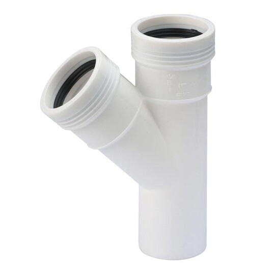 Wavin Wafix Grenrør 45° Ø50x50mm Plast Hvit for Avløp