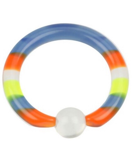 Utgått Akryl Rainbow Ball Closure Ring Piercing Strl 2 x 13 mm