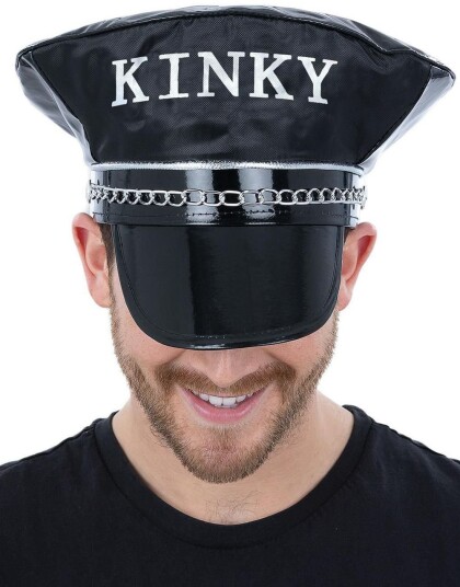 Skinnimitert Svart Hatt med Teksten Kinky