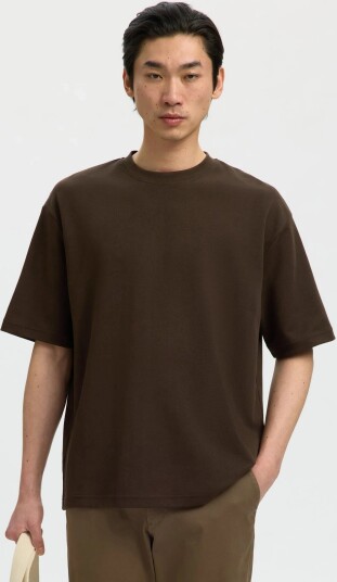 Selected Slmlooseoscar Ss O Neck Tee Noos Brown M