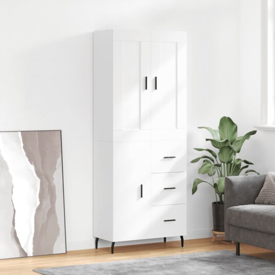 vidaXL Highboard hvit 69,5x34x180 cm konstruert tre 8720845492472