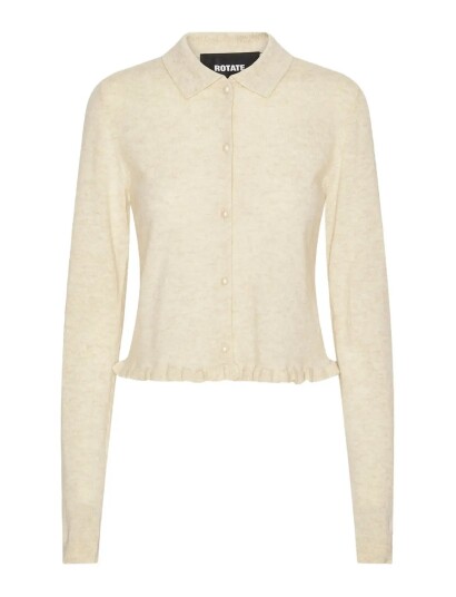 ROTATE Birger Christensen Knitted Polo Cardigan Cream L