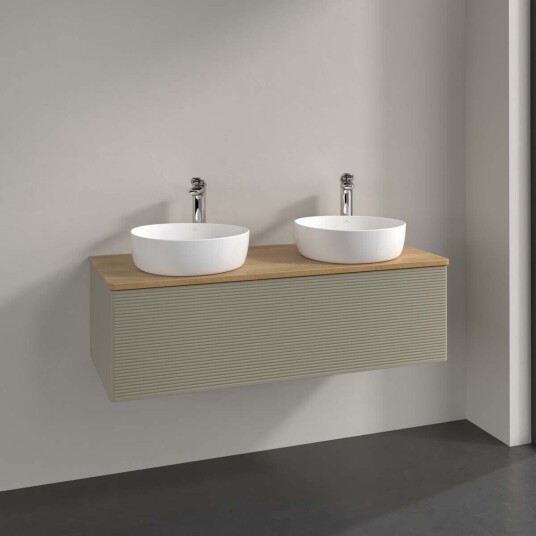 Villeroy & Boch Antao Servantskap med 1 skuff 120x50x36 cm m/lys Steingrå/Eik Villeroy & Boch Antao Servantskap med 1 skuff 120x50x36 cm m/lys Steingrå/Eik