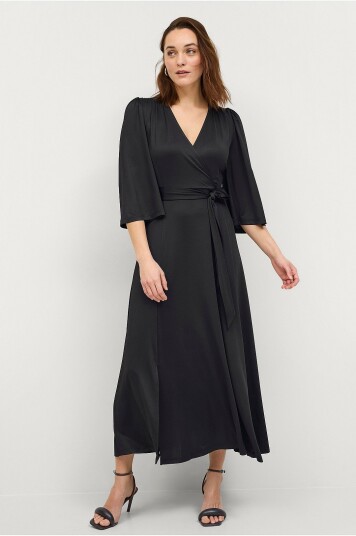 Ellos Collection Maxikjole i jersey med slips i midjen Svart