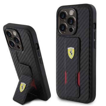 Ferrari Carbon Grip Stand Deksel Til Iphone 15 Pro Max Svart
