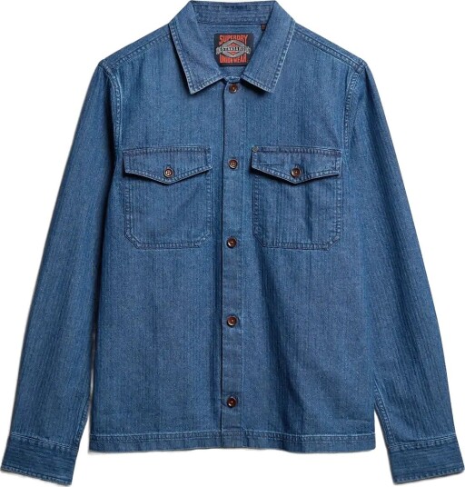 Superdry Merchant Indigo Overshirt   INDIGO HERRINGBONE   XL