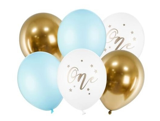 Partydeco Sb14p-307-001J-6 Toy Balloon Blå Gull Hvit Bursdag Oval 30 Cm 6 Stykker Partydeco Sb14p-307-001J-6 Toy Balloon Blå Gull Hvit Bursdag Oval 30 Cm 6 Stykker