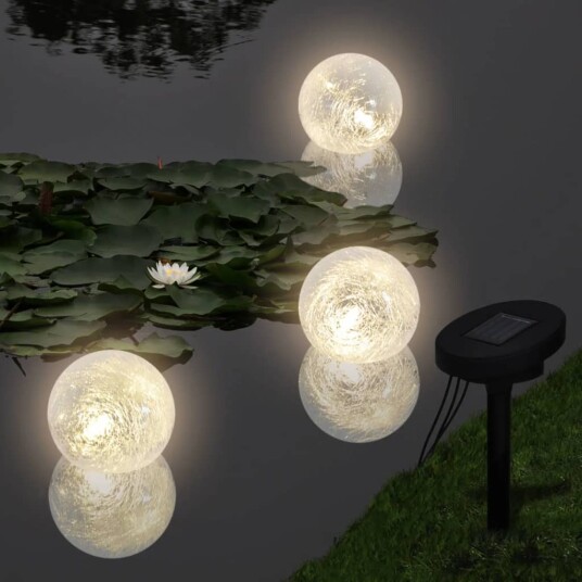 Flytende kulelys 3 stk LED soldrevet
