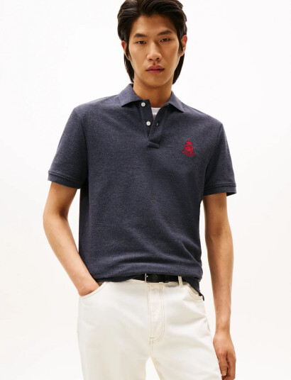 Tommy Hilfiger Heather Crest Reg Polo - Grey - L