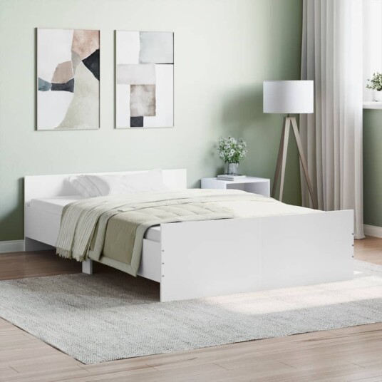 vidaXL Sengeramme med hode- og fotgavl hvit 120x200 cm 8721012156968