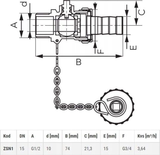 Ferro Drene Kulekran Gz1/2", Skud F-Komfort