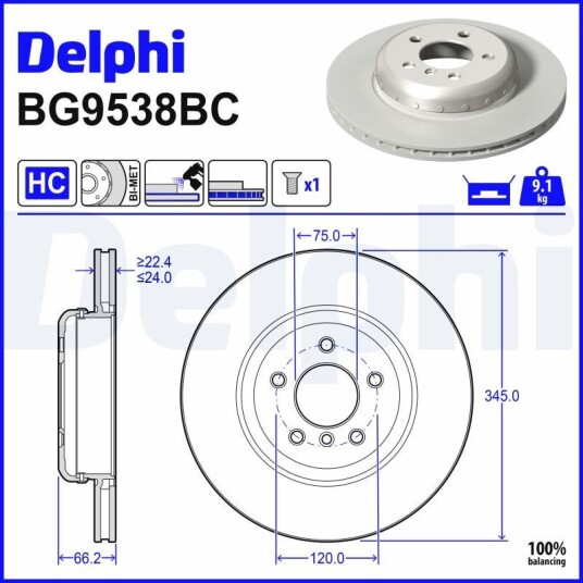 Bremseskive DELPHI BG9583BC