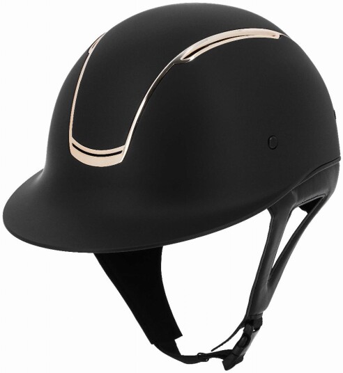 Equithème Soazy Ridehjelm med Solskjerm – Rosé Chrome Details Svart/Rosé (S)