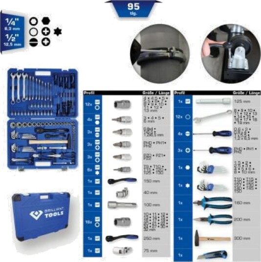 KS Tools Universalkassesett med 95 Deler i Plastkoffert BT024095 KS Tools Universalkassesett med 95 Deler i Plastkoffert BT024095