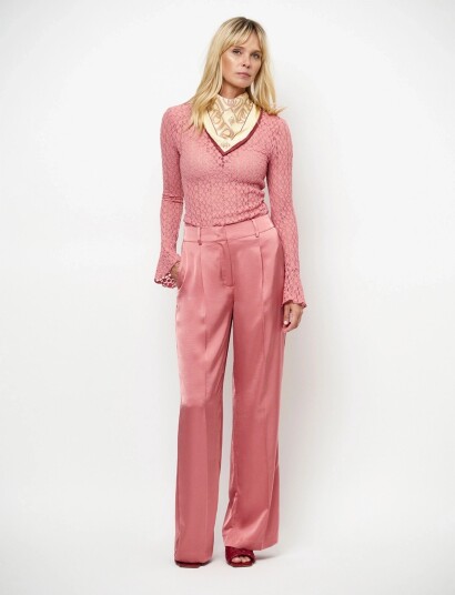 Dante6 Dante6 Jules Satin Smart Pants Coral 40 Dante6 Dante6 Jules Satin Smart Pants Coral 40