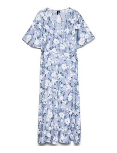 Vero Moda Vmnellie Celia 2/4 Calf Dress Wvn Lcs   Blue   L