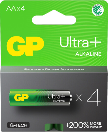 GP Ultra+ Alkalisk batteri AA - 4pk - 15AUP/LR06 - 1,5V