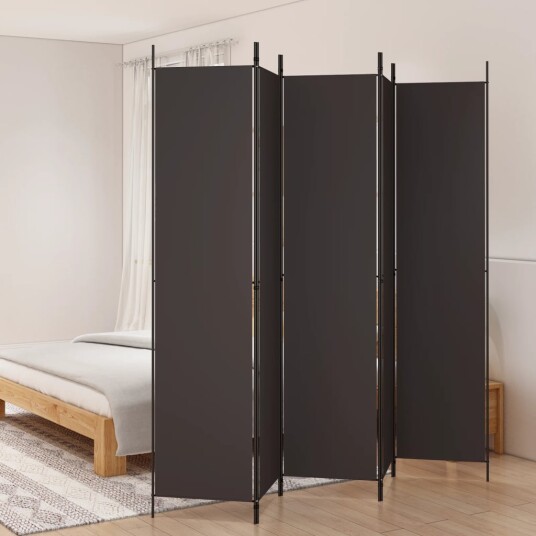 vidaXL Romdeler 5 paneler brun 250x220 cm stoff