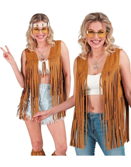 Lang Frynsete Hippie Kostymevest til Dame Large/X Large