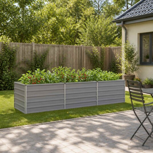 vidaXL Hevet Hagebed Grå 240 x 80 x 55 cm kaldvalset stål