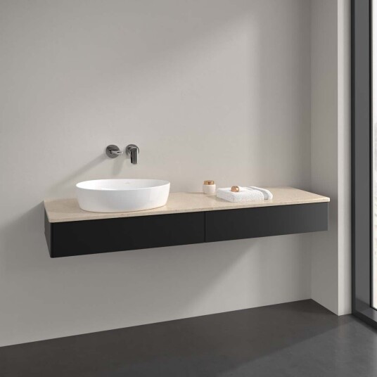 Villeroy & Boch Antao Servantskap med 2 skuffer 160x50x19 cm u/lys Sort Matt/Crème