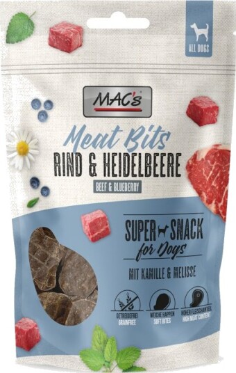 Mac'S Dog Meat Bits & Blåbær Okse 6 X 90 G
