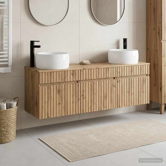 vidaXL Baderomsskapsett 3 stk. Artisan eik 49 x 44,5 x 66 cm