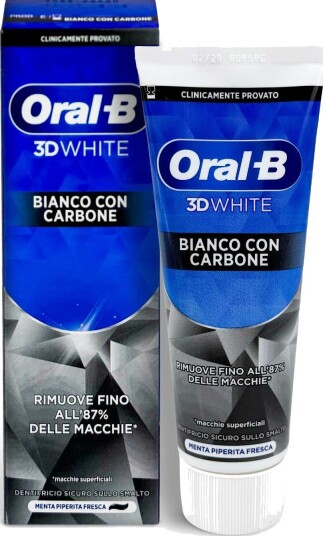 Oral-B 3D White Charcoal Whitening-tannkrem med aktivt kull 75 ml