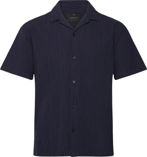 Jack & Jones Jprblajake Jacquard S/S Shirt   Navy   XL