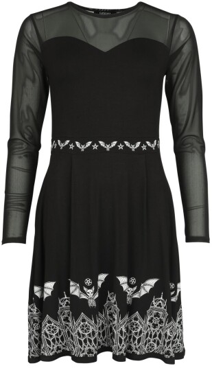 Gothicana by EMP Kort kjole Mesh kjole med flaggermus S til XXL Damer svart