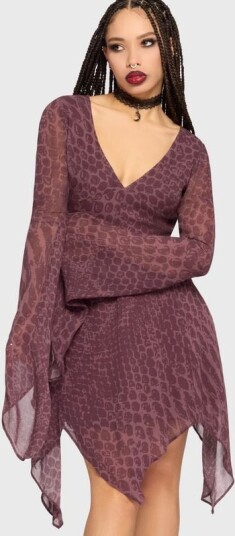 Killstar Goth Kort kjole Gaia Adorned Mini Kjole XS til XXL Damer lilla