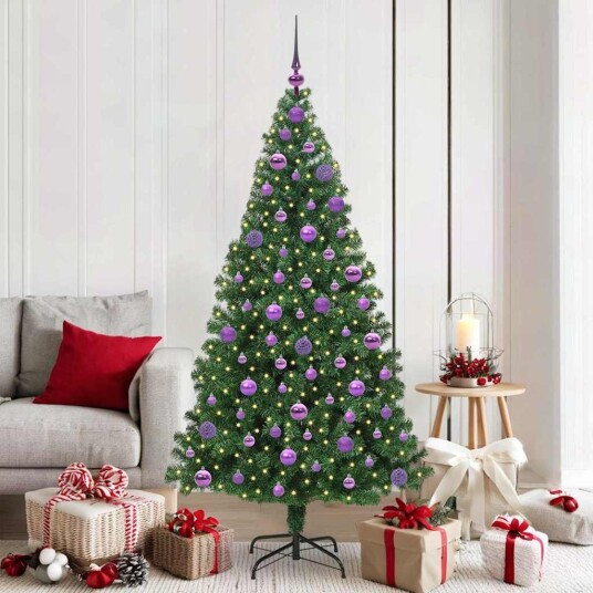 Kunstig juletre med 300 LED grønn 180 cm PVC og Stål og Plast Kunstig juletre med 300 LED grønn 180 cm PVC og Stål og Plast