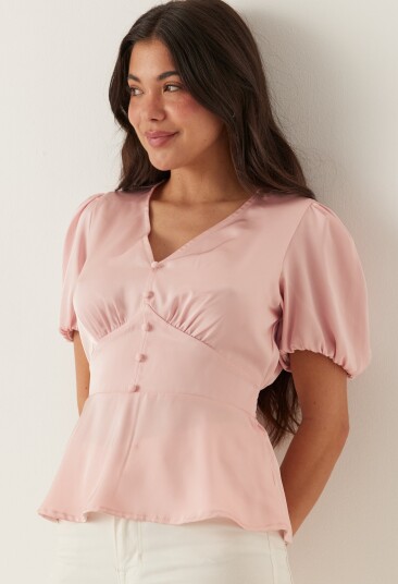 Bubbleroom Satin Short Sleeve Blouse