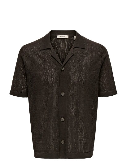 ONLY & SONS Onsken Life Reg 12 Ss Shirt Knit Black XS ONLY & SONS Onsken Life Reg 12 Ss Shirt Knit Black XS