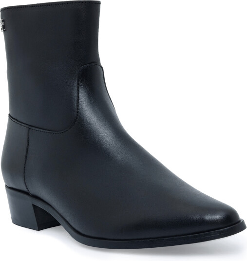 Tommy Hilfiger Leather Ankle Boot W Zip Black 37