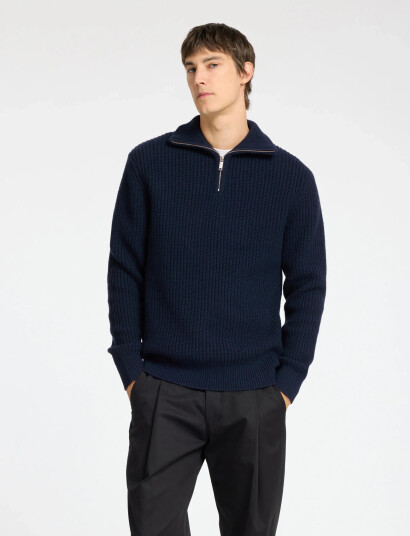 Selected Slhland Ls Knit Half Zip - Navy - S Selected Slhland Ls Knit Half Zip - Navy - S