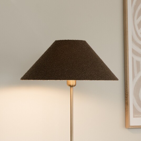 Globen Lighting Iris gulvlampe brun/messing tekstil   Stue 149 Brun / Rust