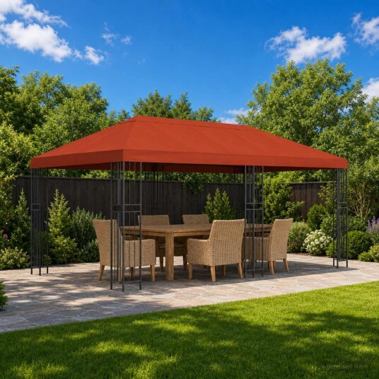 vidaXL Hage Gazebo 6 x 3 m Terrakotta Polyester og stål 190 gsm