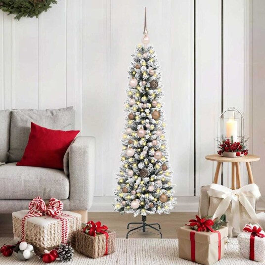  Kunstig juletre med 150 LED Hvit 150 cm PVC og Metall og Plast