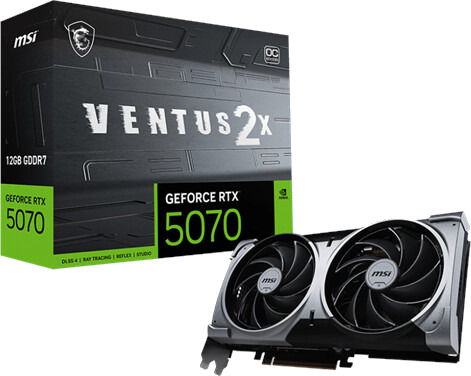 MSI GeForce RTX 5070 VENTUS 2X OC 12GB GDDR7 Grafikkort med 3x DisplayPort og HDMI