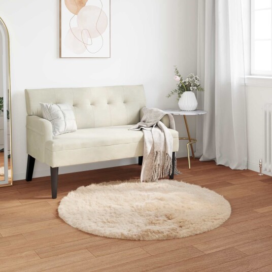 Faux Skinnmatte Tafalla Beige Ø 120 cm Polyester