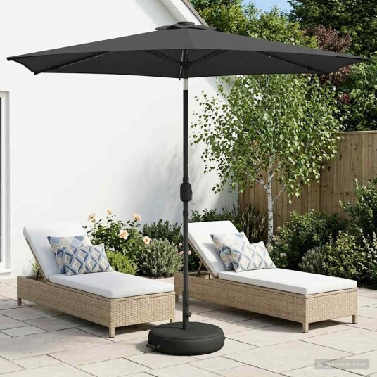 vidaXL Hageparasol med LED lamper og fot 2,7 x 2,7 m Polyester