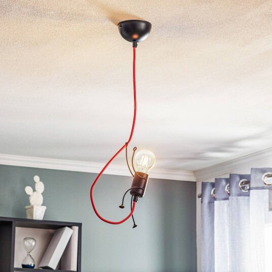 EMIBIG LIGHTING Hengelampe Bobi 1 i svart rød kabel 1 lyskilde