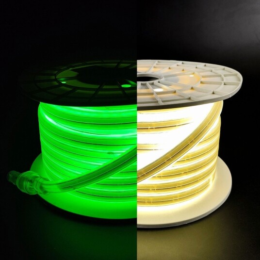 25m Selvlysende arbeidslys 230V LED strip   IP67 180 LED/m 11W/m 1000 lm/m 4000K   Kulør : Nøytral