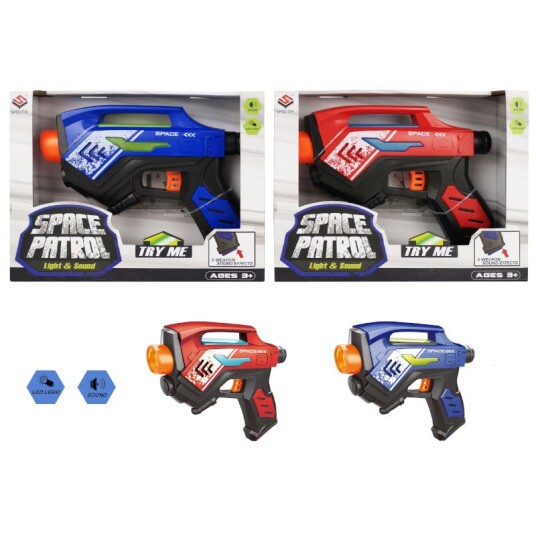 Space Patrol Blaster m/ lys og lyd 17cm assortert