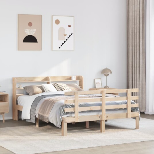 Sengeramme med hodegavl 150x200 cm heltre furu 3306855 Sengeramme med hodegavl 150x200 cm heltre furu 3306855
