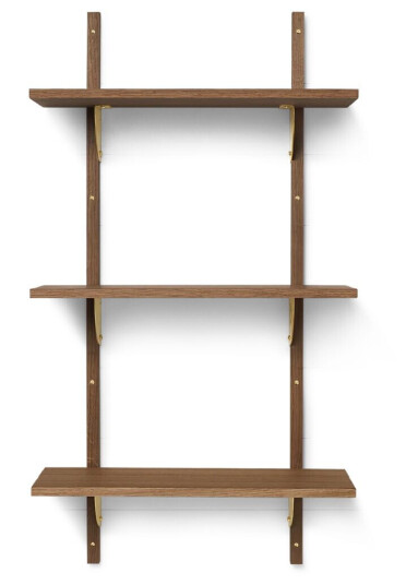 Ferm Living Sector hylle triple narrow Smoked Oak brass