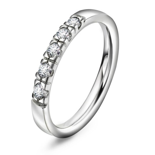 Lady allinsering i 585 hvitt gull med diamant 0.25ct, størrelse 50