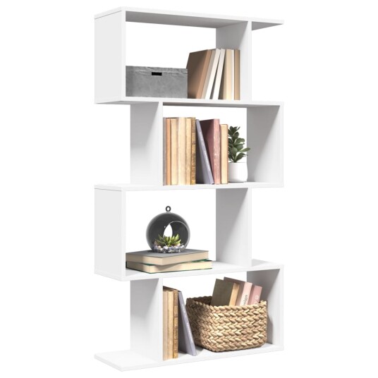 Romdeler bokhylle 4 etasjer hvit 70x24x129 cm konstruert tre Romdeler bokhylle 4 etasjer hvit 70x24x129 cm konstruert tre